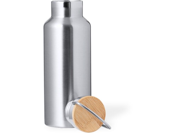 Set de bidón y vaso térmico de acero inoxidable con tapas de bambú Debris detalle 4