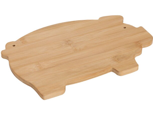 Tabla de cortar bambú Jular con forma de cerdito y agujero detalle 4