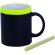 Taza pizarra con tizas de colores barata amarilla
