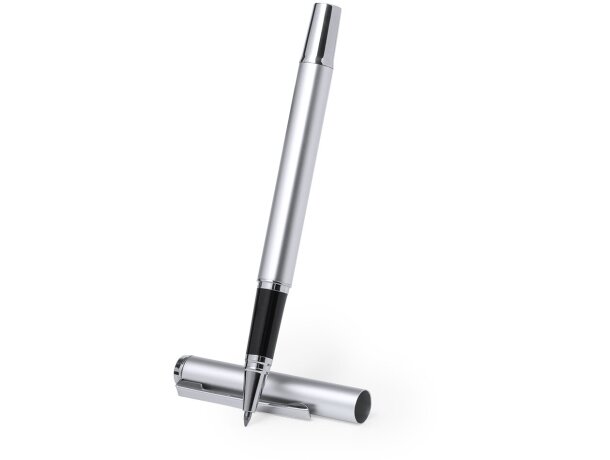 Set bolígrafo y roller para regalar de eco aluminio reciclado tinta azul detalle 4