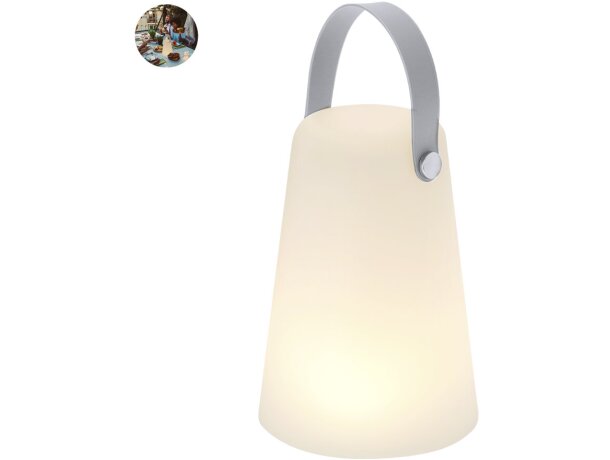 Lámpara Tuxfan led portátil con asa de silicona gris detalle 1
