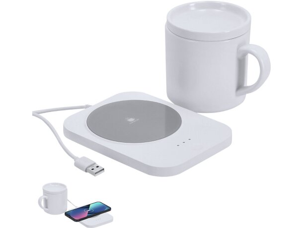 Calentador de tazas con cargador inalámbrico 15W Wasoox detalle 1
