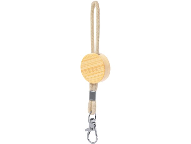 Llaveros originales redondo bambú con cordón eco detalle 2