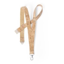 Lanyard Bespal corcho natural con mosquetón metálico giratorio