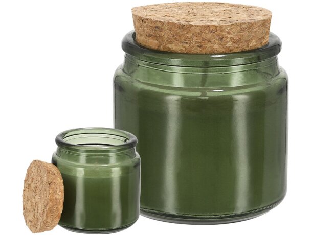 Vela aromática Fermix con tarro de cristal y tapa de corcho detalle 1