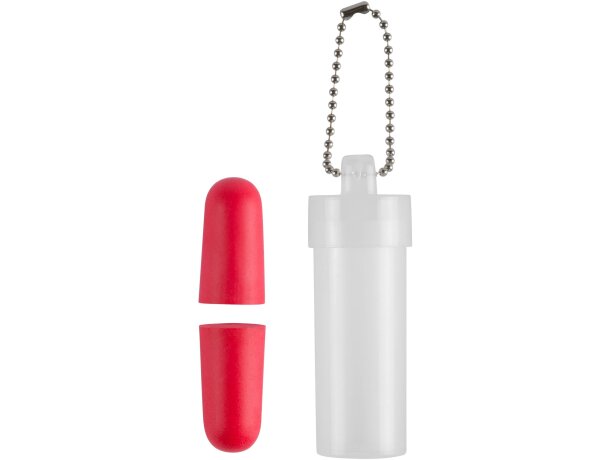 Tapones en tubo con llavero rojo personalizada