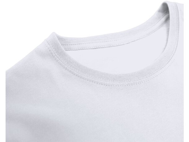 Camiseta adulto blanca algodón ring spun cuello redondo Epika detalle 4