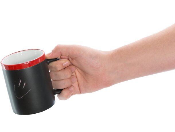 Taza pizarra promocional con tizas de colores para empresas