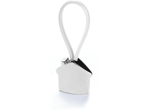 Llavero casa metalico con cinta personalizado blanco Llavero casa metalico con cinta personalizado blanco