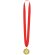 Medalla Gussy de metal dorado con relieve y cinta roja Dorado