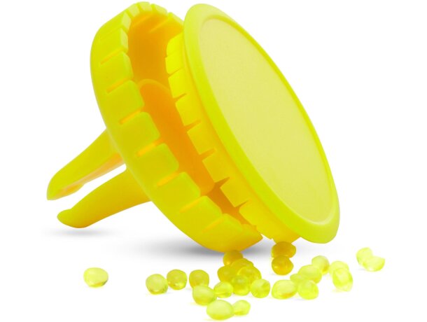 Ambientador de plástico para salpicadero amarillo