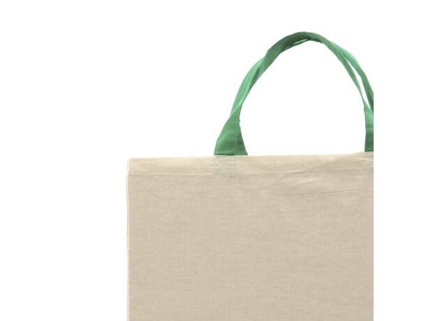 Bolsa de algodón orgánico con asas verdes detalle 5