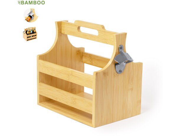 Porta botellas para 6 botellines de bambú Voxen detalle 1