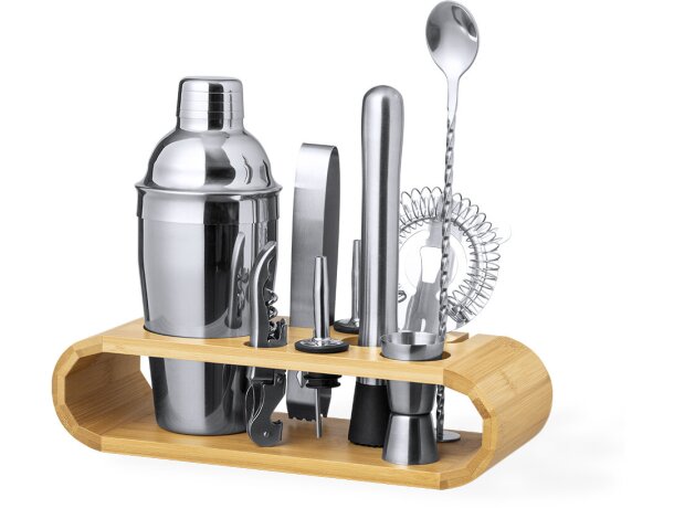 Set cóctel Hunton con base bambú y 9 accesorios profesionales detalle 2