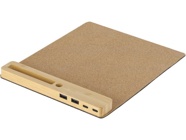 Alfombrilla multifunción Dannax con hub USB y base de bambú detalle 4