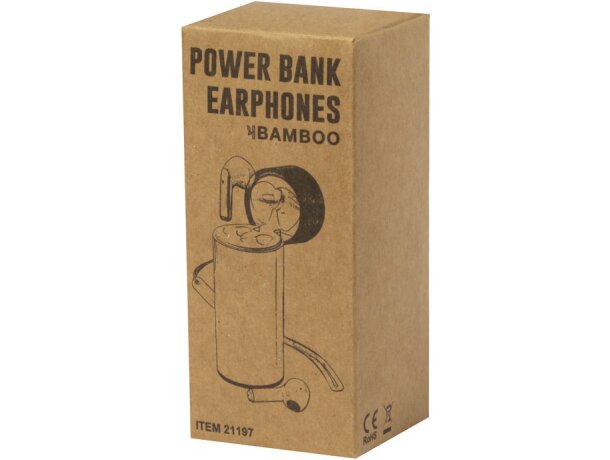 Auriculares bluetooth con power bank de bambú Lac 4500 mAh detalle 6