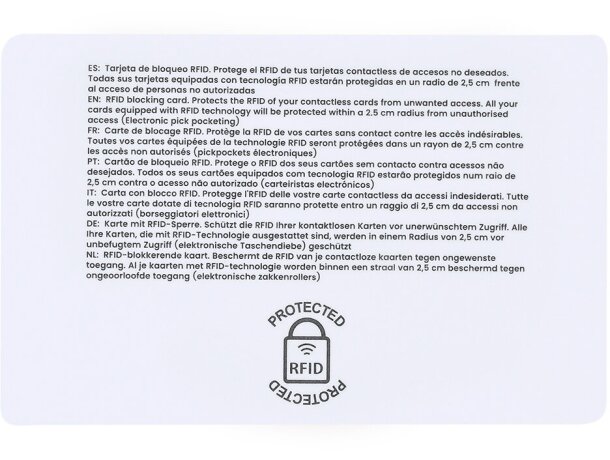 Tarjeta RFID Fatton protección contactless PVC blanco detalle 3