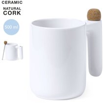 Taza cerámica blanca 500ml agitador Beverly
