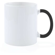 Taza de cerámica con asa color para transfer vitrificable negra Taza de cerámica con asa color para transfer vitrificable negra