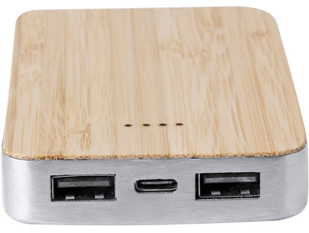 Power bank Newin aluminio reciclado bambú 5000 mAh dual USB detalle 4