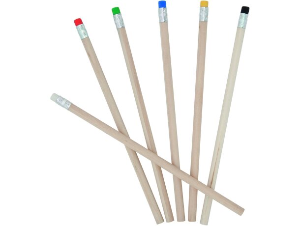Lápiz de madera con goma a color personalizado