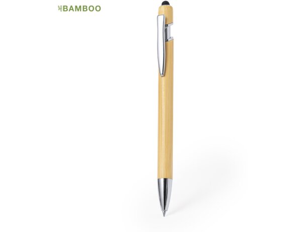 Bolígrafos táctiles grabados bambú tinta azul Clixo detalle 1
