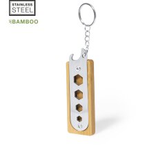 Llaveros personalizados con herramientas Balmy acero inox y bambú