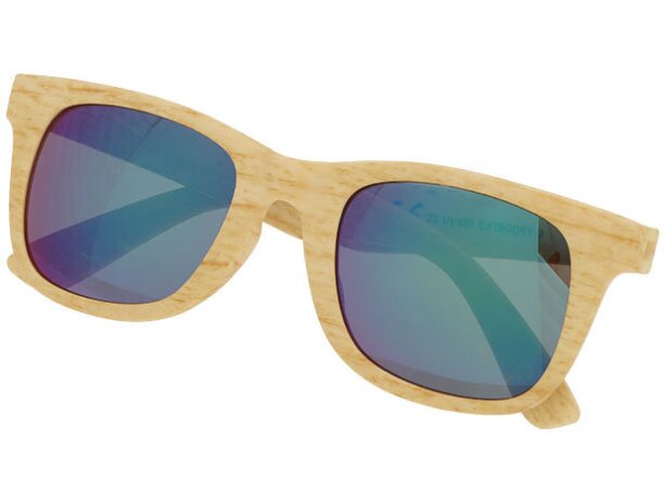 Gafas de sol Sailek con montura estilo madera y lentes espejo detalle 2