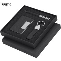 Set Fraxen tarjetero bolígrafo llavero negro rpet