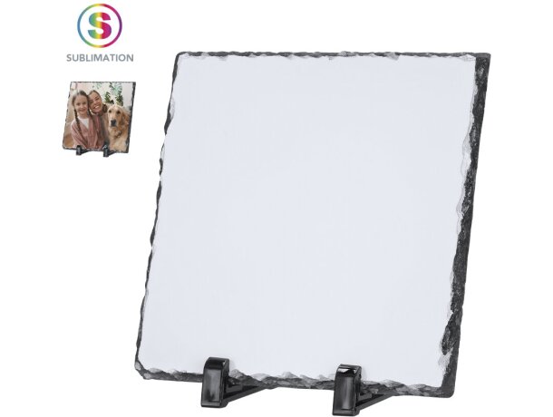 Placa de pizarra Heysi para sublimación 19x19 con soporte detalle 1