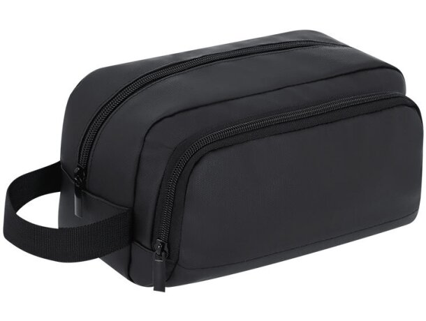 Neceser Besner en PU negro con doble compartimento y asa detalle 2
