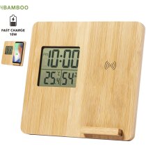 Estación Fiory bambú con carga inalámbrica 10W