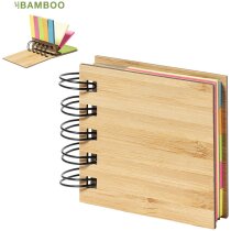 Bloc de notas adhesivas con tapa rígida bambú y anillas