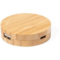 Hub USB bambú redondo con puerto tipo C Lasiar