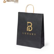 Bolsa de papel kraft personalizada reciclado negro asas reforzadas negocios