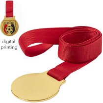 Medalla dorada colgante con cinta roja Maclein