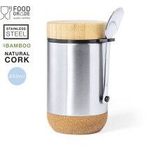 Fiambrera Cambrix acero bambú con cuchara corcho