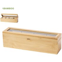 Caja de te de madera con tapa de cristal