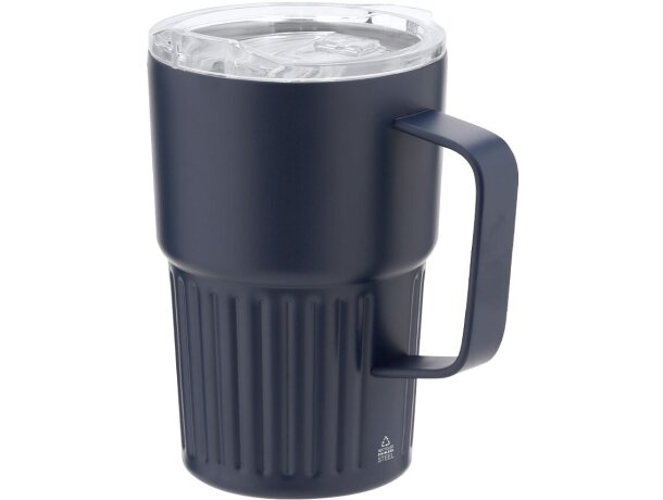 Taza térmica Finbar con tapa rosca en acero inox reciclado detalle 2