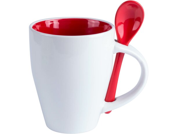 Taza Cotes de cerámica cónica blanca con cuchara de color