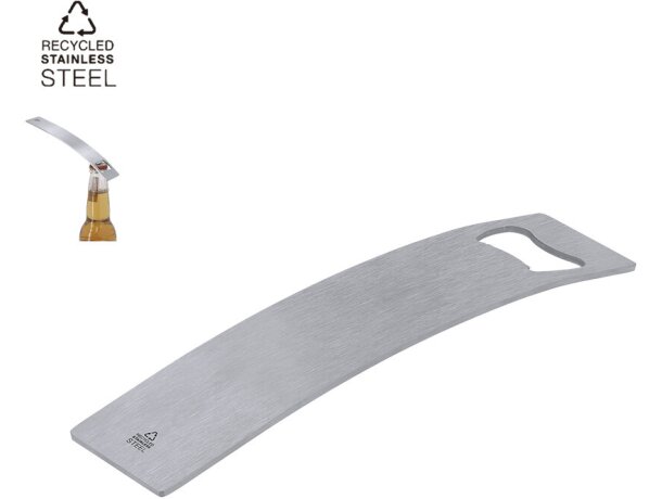Abridor Azaria de acero inoxidable reciclado con grabado láser detalle 1