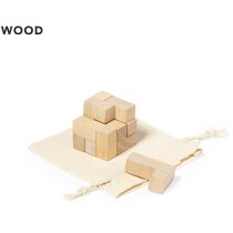Cubo puzzle madera natural siete piezas funda