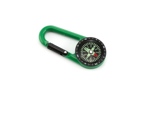 Brújula mosquetón en varios colores personalizada verde barata