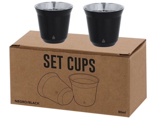 Set vasos Kodet acero inoxidable reciclado doble pared 80ml detalle 4