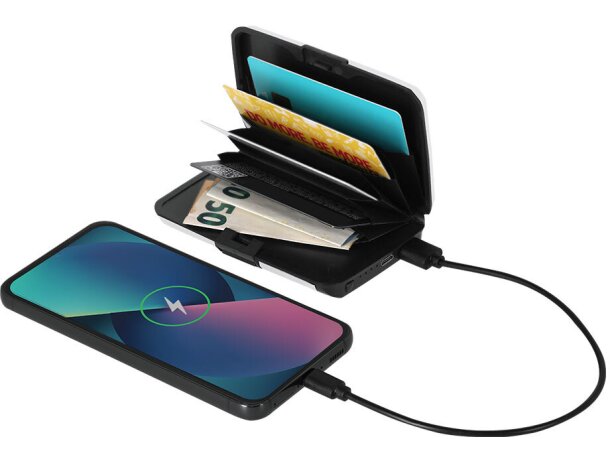 Tarjetero power bank Chefler con protección RFID y batería 2000 detalle 4