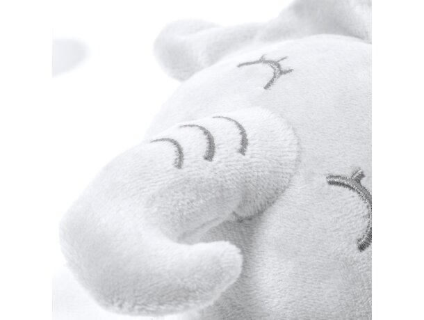 Doudou Marlin elefante blanco con nudos sensoriales para bebé detalle 3