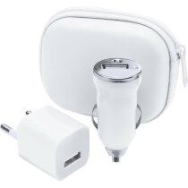 Set de cargadores usb blanco grabada