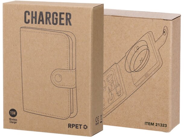 Cargador inalámbrico Zakary 15W con conexión múltiple RPET detalle 8
