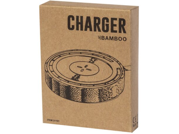 Cargador inalámbrico con logo de bambú Ming detalle 5