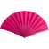 Abanico con logo de tela con varillas de plástico personalizada fucsia